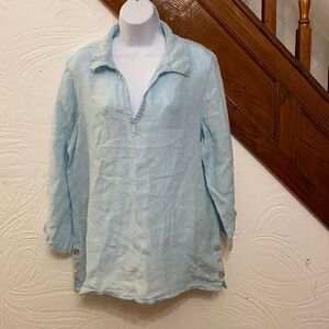 St tropes side buttons linen shirt L